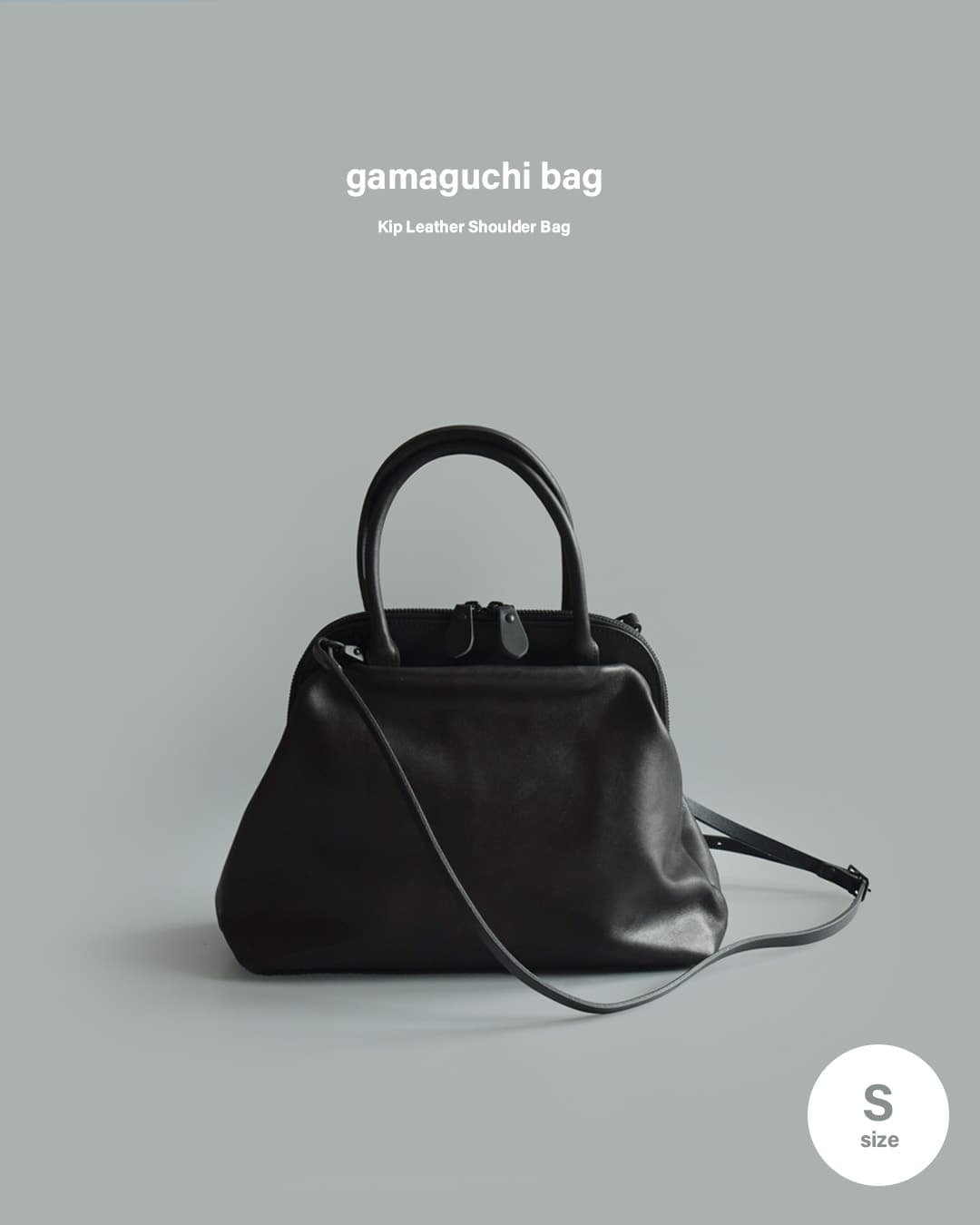 Ense(アンサ)キップレザー がま口 2way ショルダー バッグ Sサイズ “gamaguchi bag S” pens-502