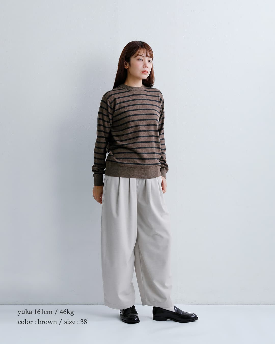 NOUVELLES DU PARADISムーコットン ボーダー クルーネック プルオーバー pk23302b