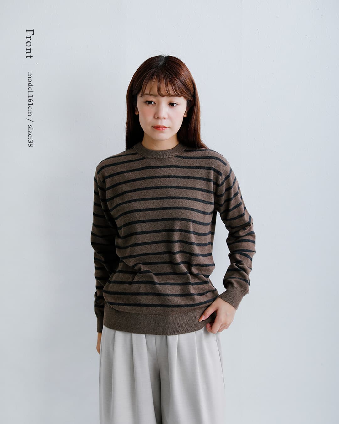 NOUVELLES DU PARADISムーコットン ボーダー クルーネック プルオーバー pk23302b