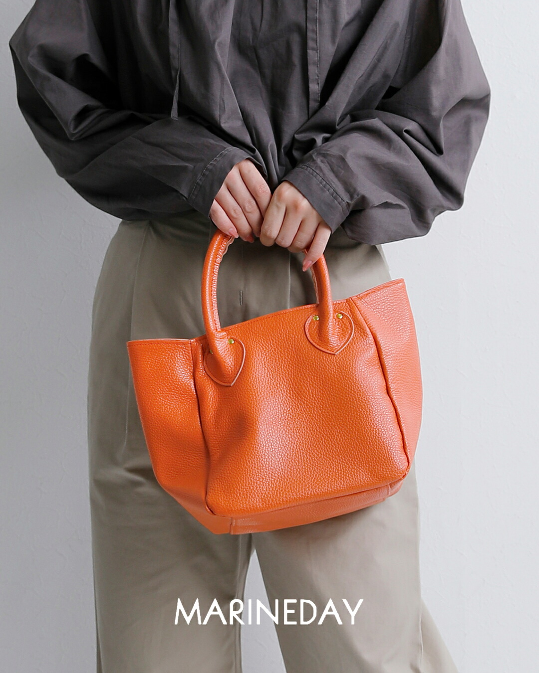 MARINE DAY(マリンデイ)イタリーシュリンク カウレザー トートバッグ PLUM plum