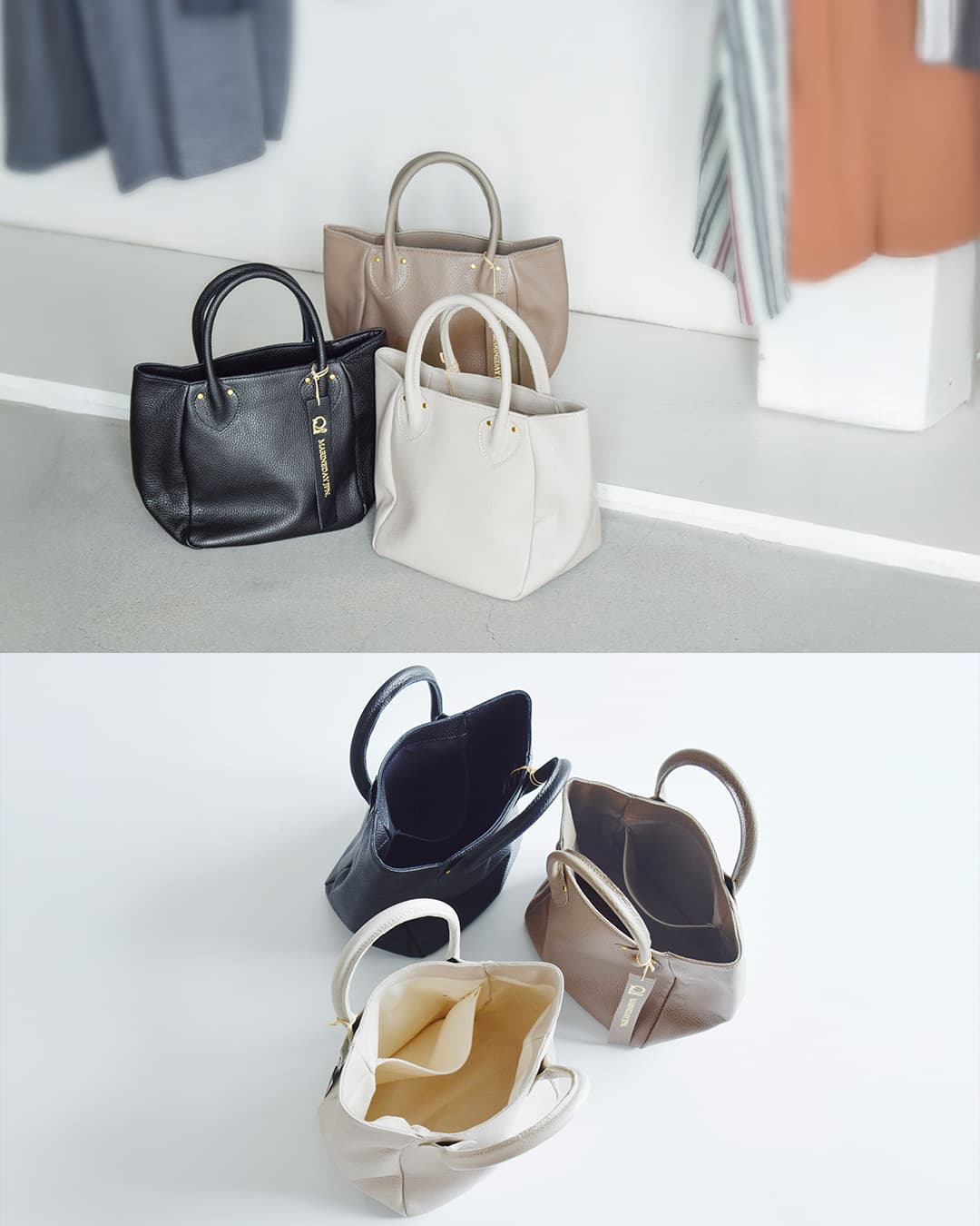 MARINE DAY(マリンデイ)イタリーシュリンク カウレザー トートバッグ PLUM plum