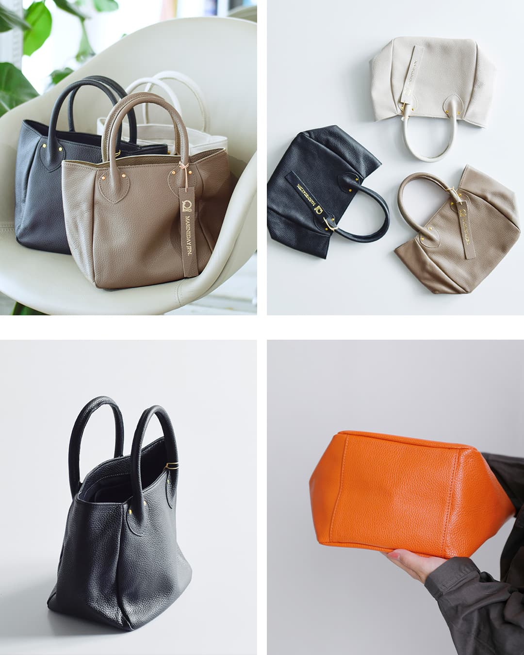 MARINE DAY(マリンデイ)イタリーシュリンク カウレザー トートバッグ PLUM plum
