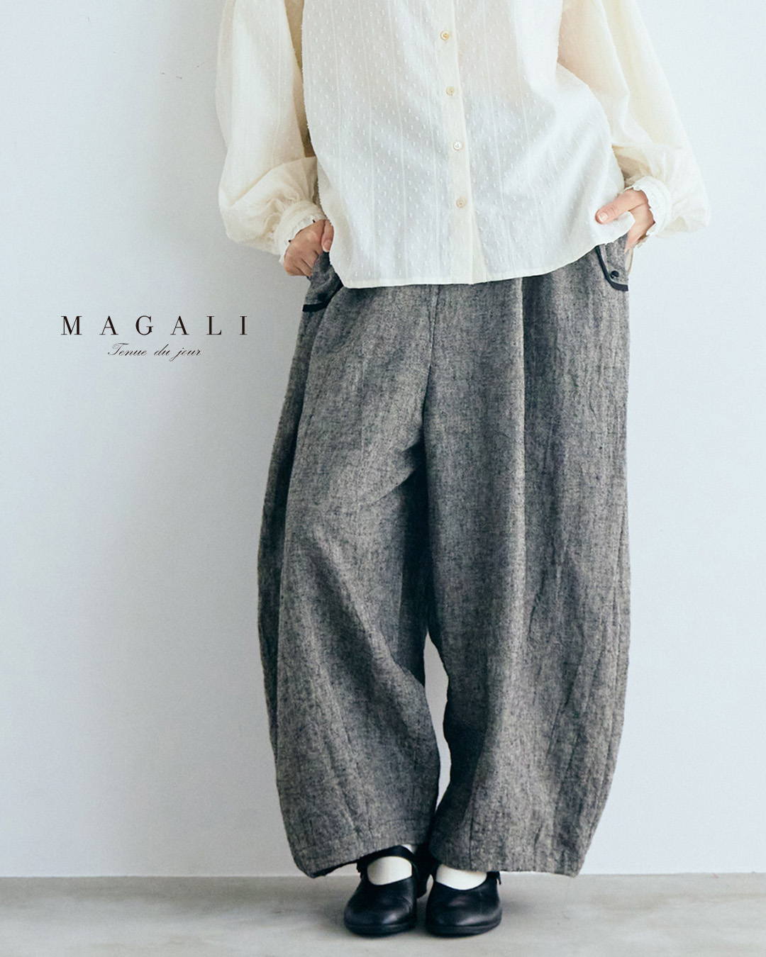 MAGALIトリプルウォッシュリネン アンティークパンツ 