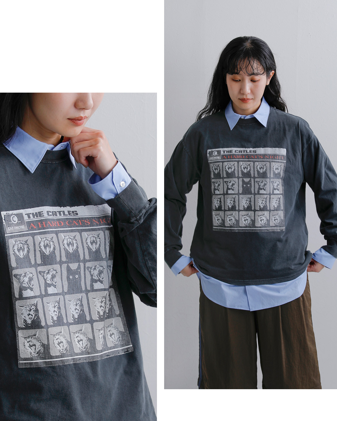 REMI RELIEF(レミレリーフ)ハードSP加工 天竺長袖Tシャツ A HARD CATS NIGHT rn31393138