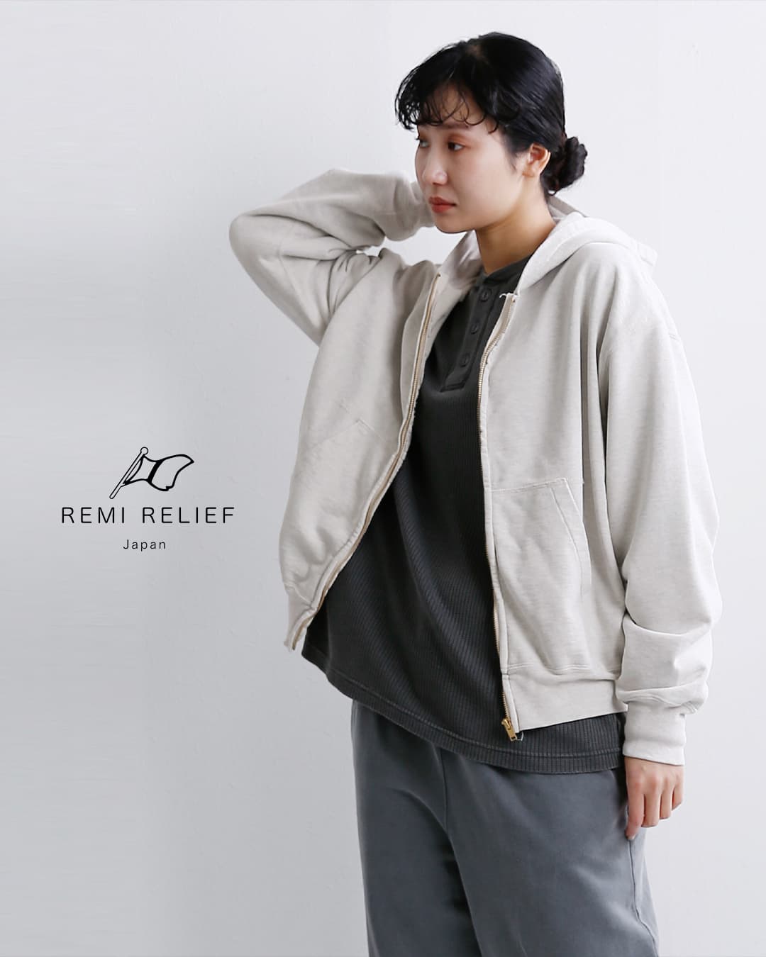 REMI RELIEF(レミレリーフ)SP加工 裏毛 ジップパーカー New Fit rn6033sdr