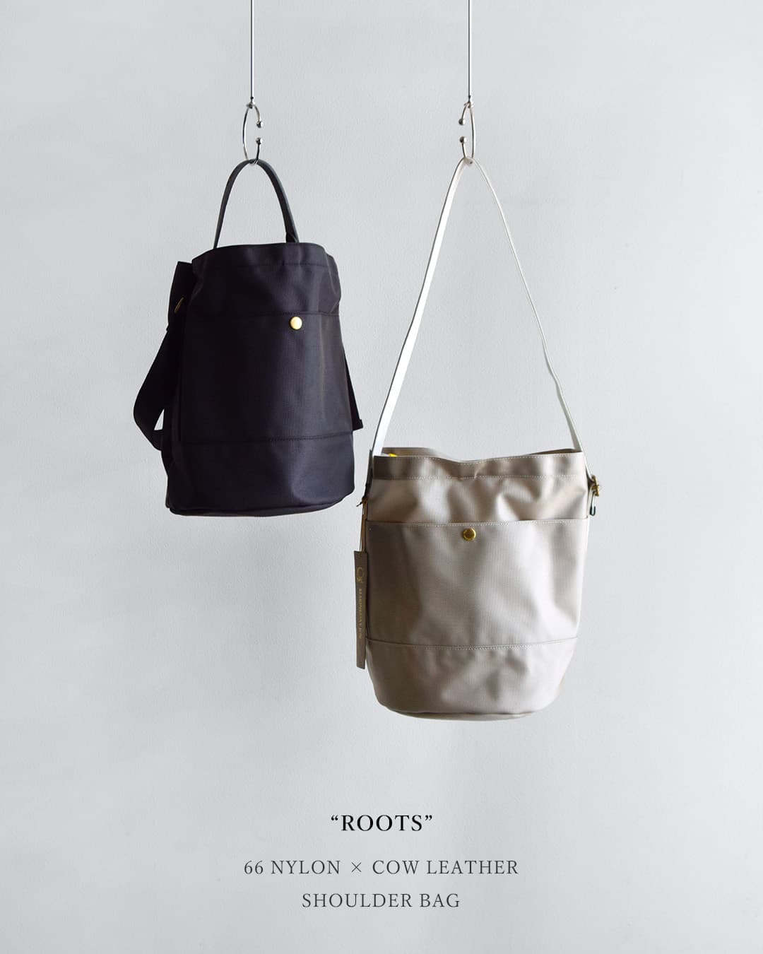 MARINE DAY66ナイロン×姫路レザー ショルダーバッグ ROOTS roots-nylon