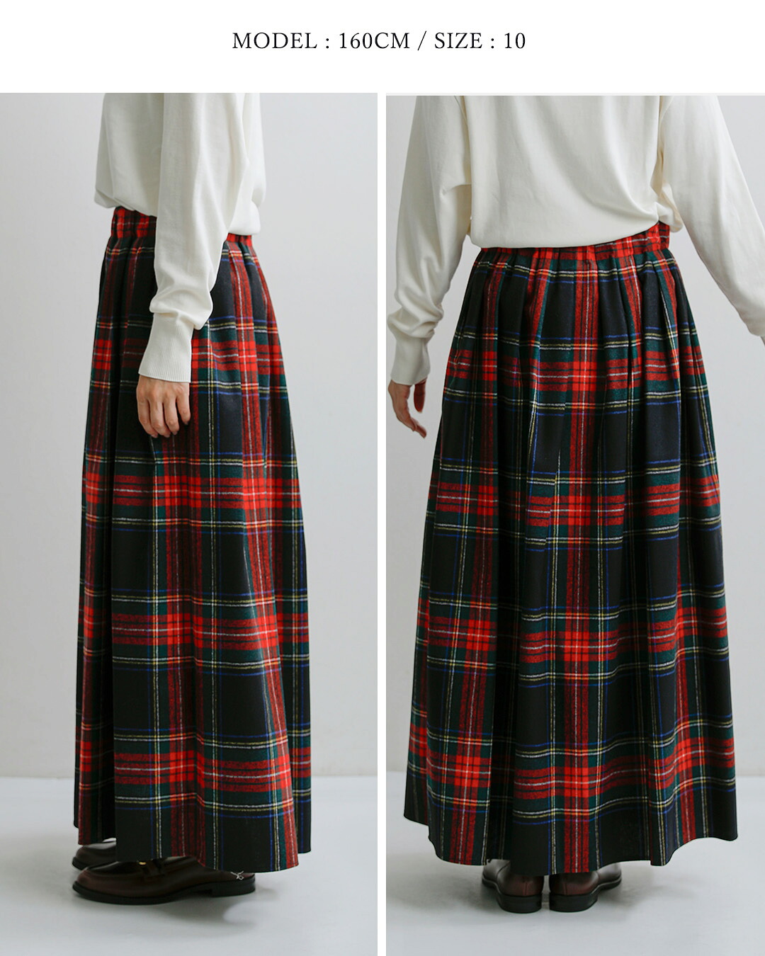 ONEIL OF DUBLINaranciato別注 ウール ブレンド タック チェック ロングスカート s265-93wp