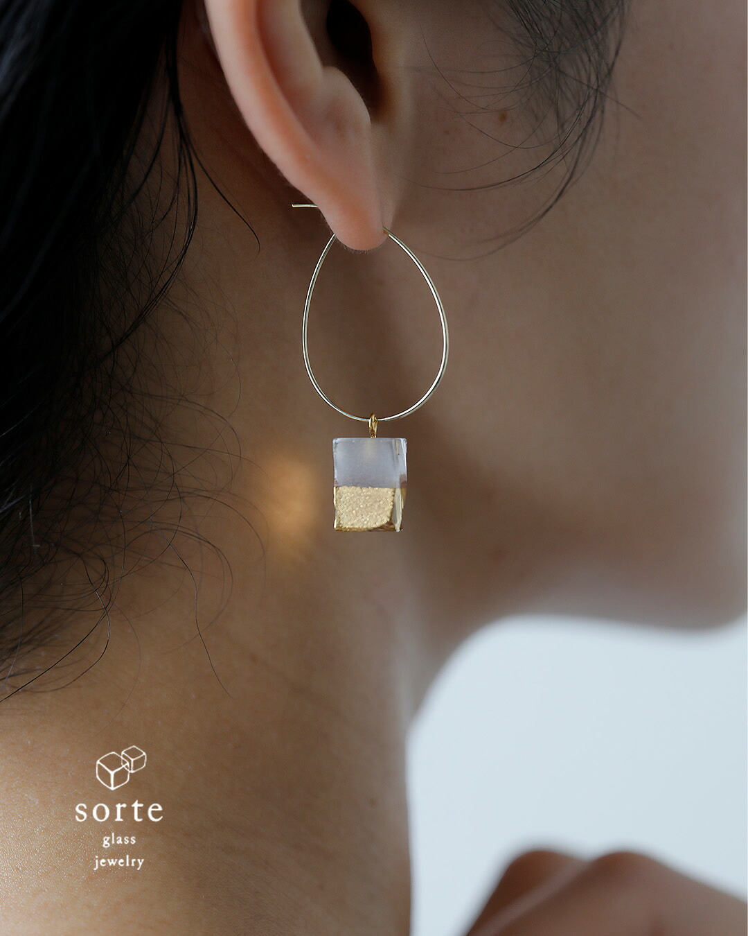 sorteガラス×ゴールドフープピアス sgj-011sq-ci