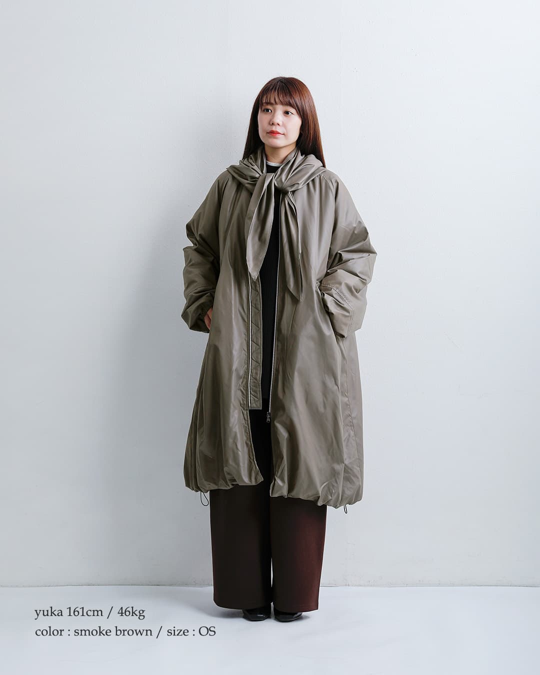 ALWELシンサレート 中綿 スカーフディテール パデッドコート si-1