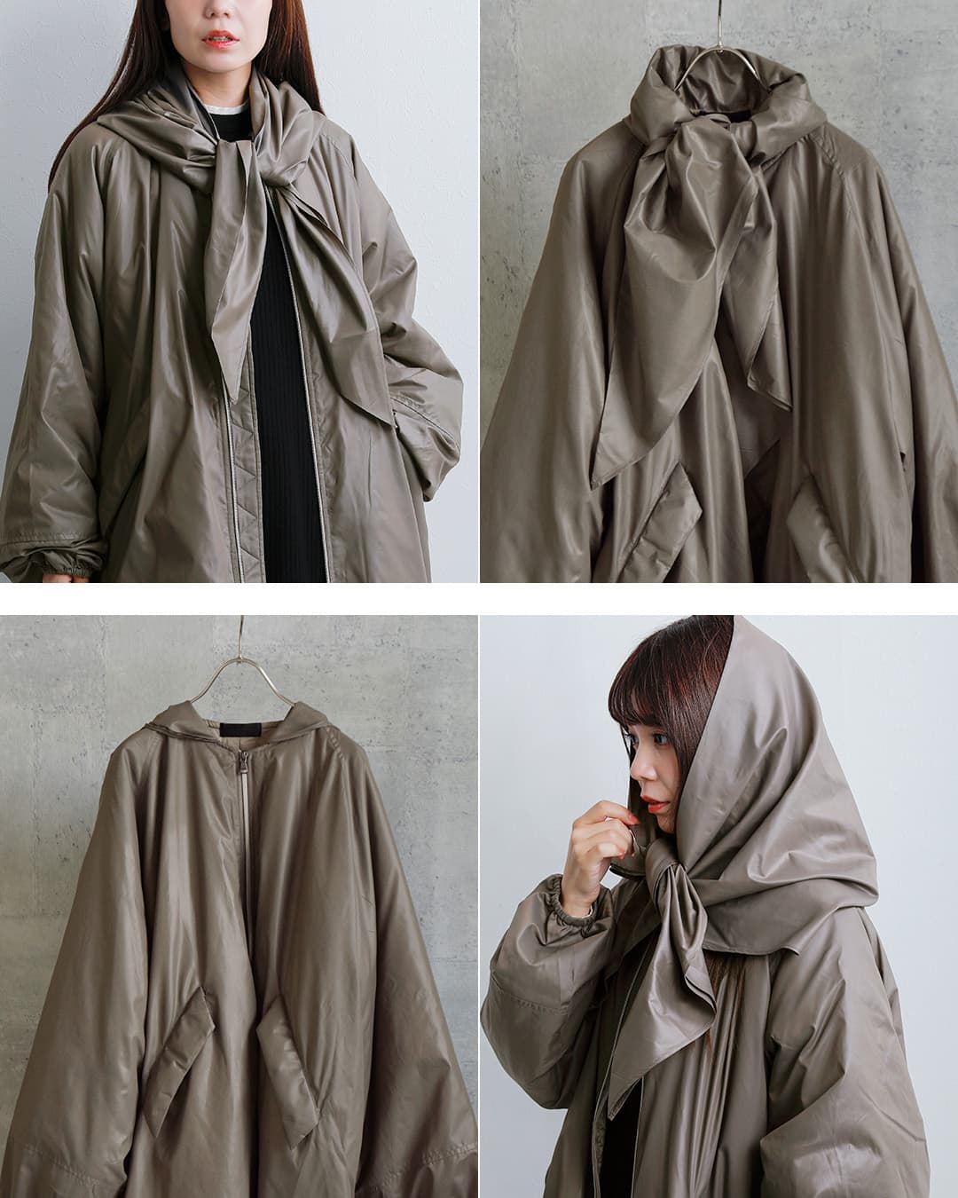 ALWELシンサレート 中綿 スカーフディテール パデッドコート si-1