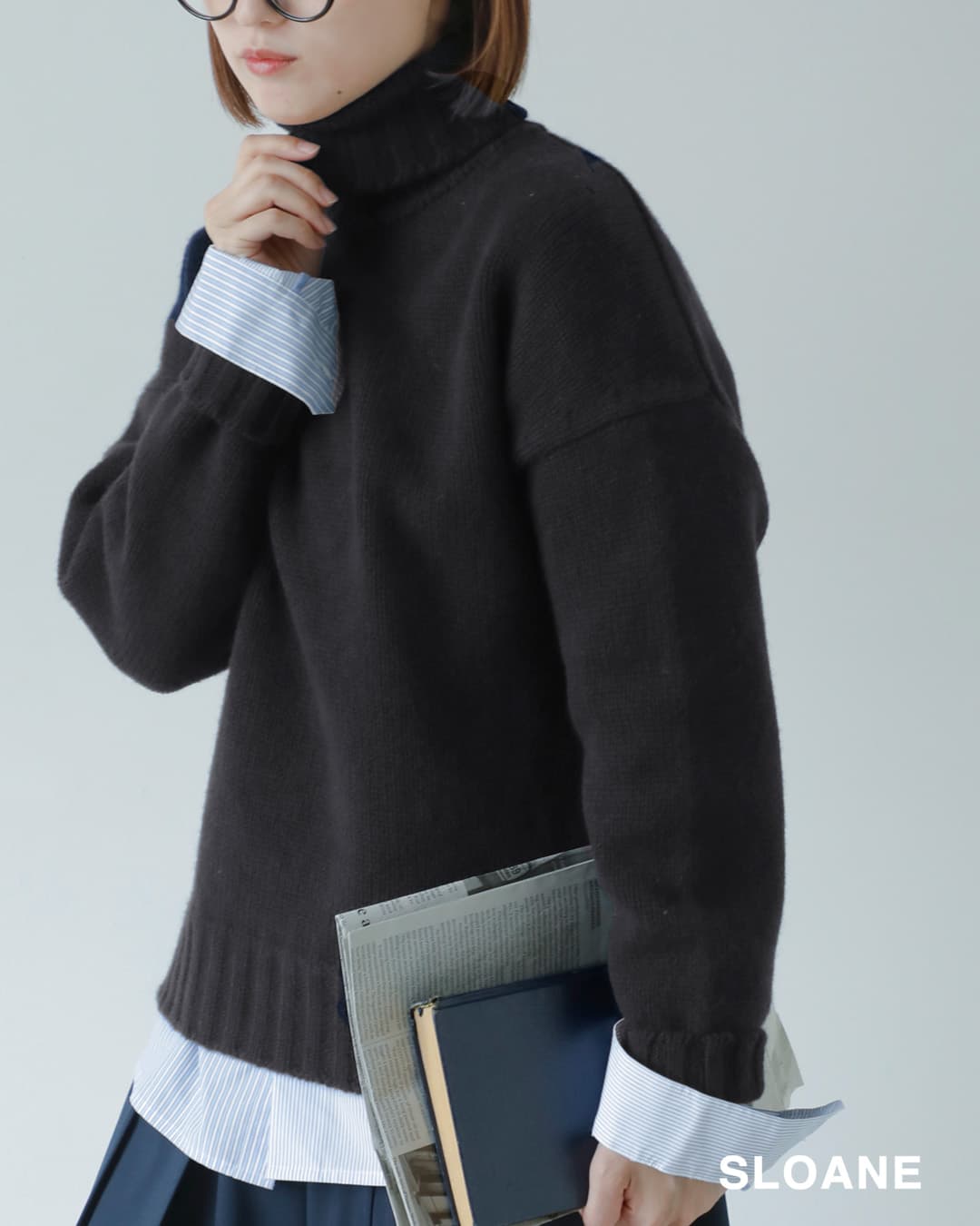 SLOANE(スローン)ジーロンラム×カシミヤ ドロップショルダー セーター sl11w-063