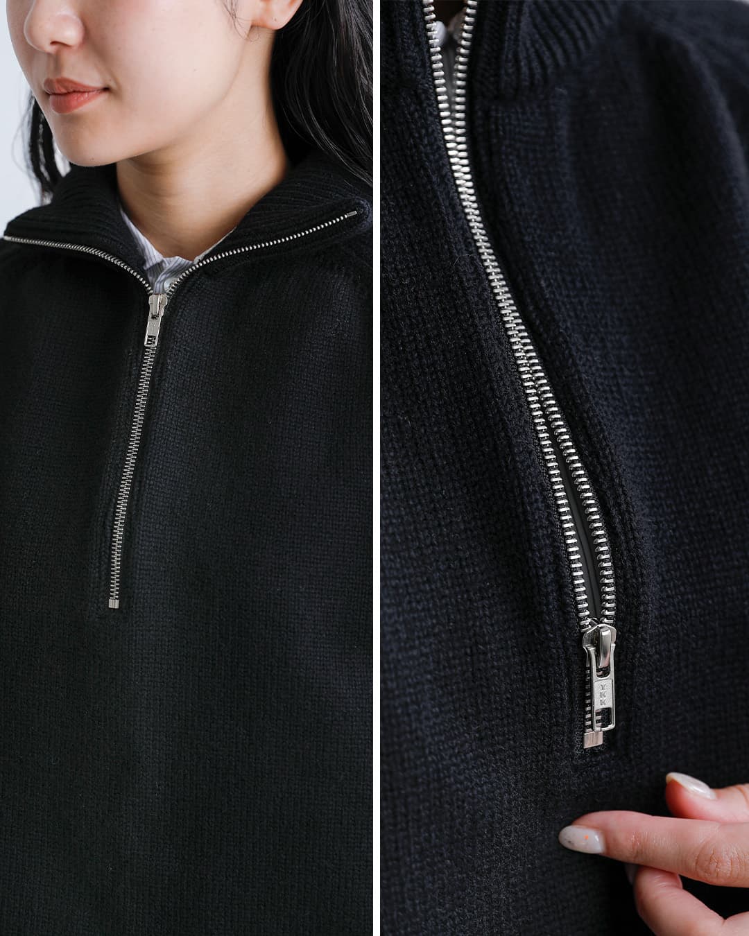 SLOANEウール 天竺 ZIP ニットトップス sl11w-1267