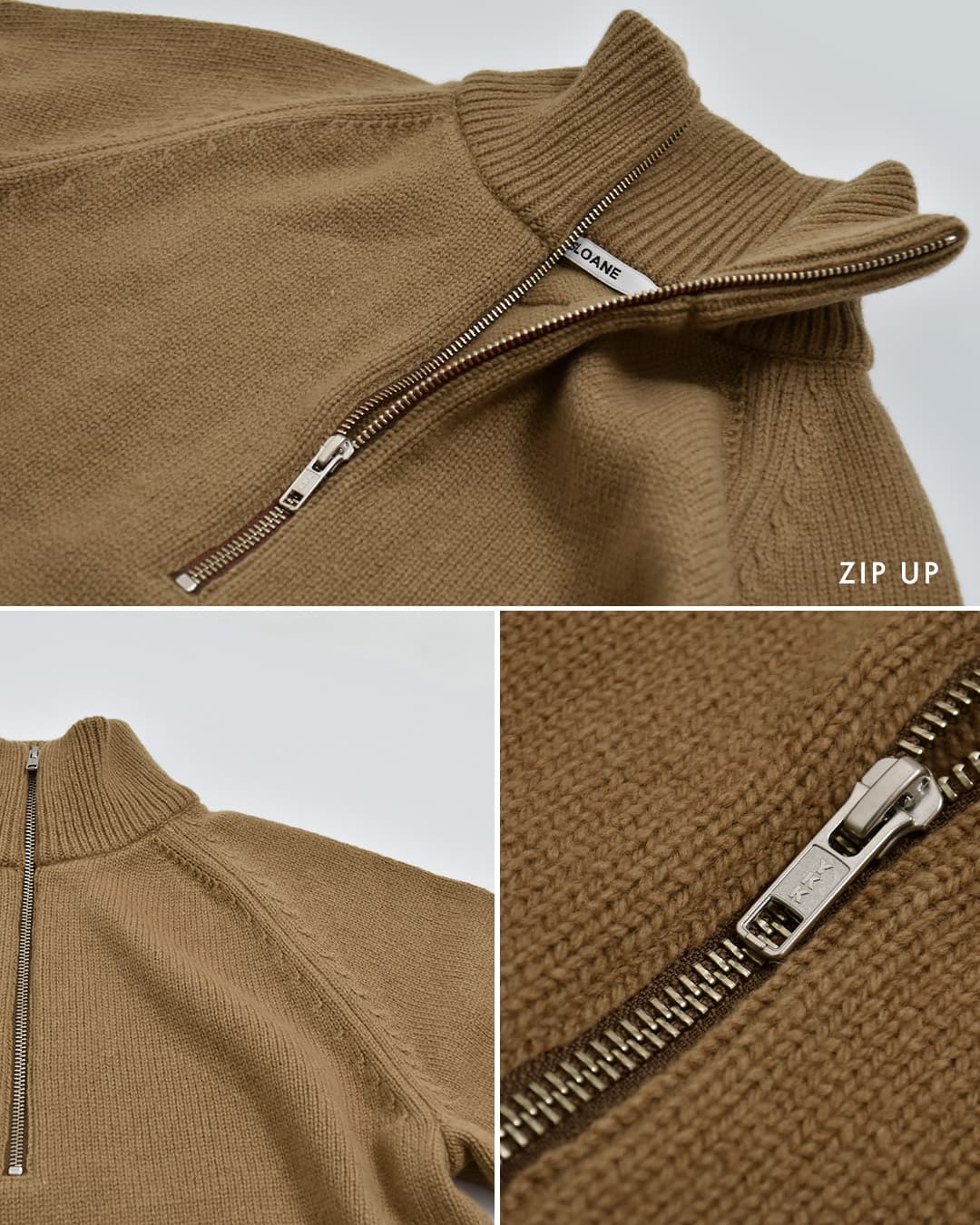 SLOANEウール 天竺 ZIP ニットトップス sl11w-1267