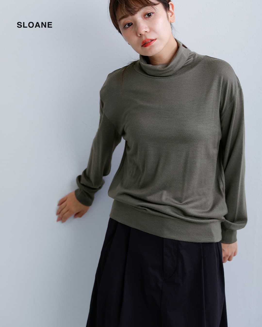 SLOANEウール天竺 タートルネック 長袖 ニット Tシャツ sl8w-t528-same1