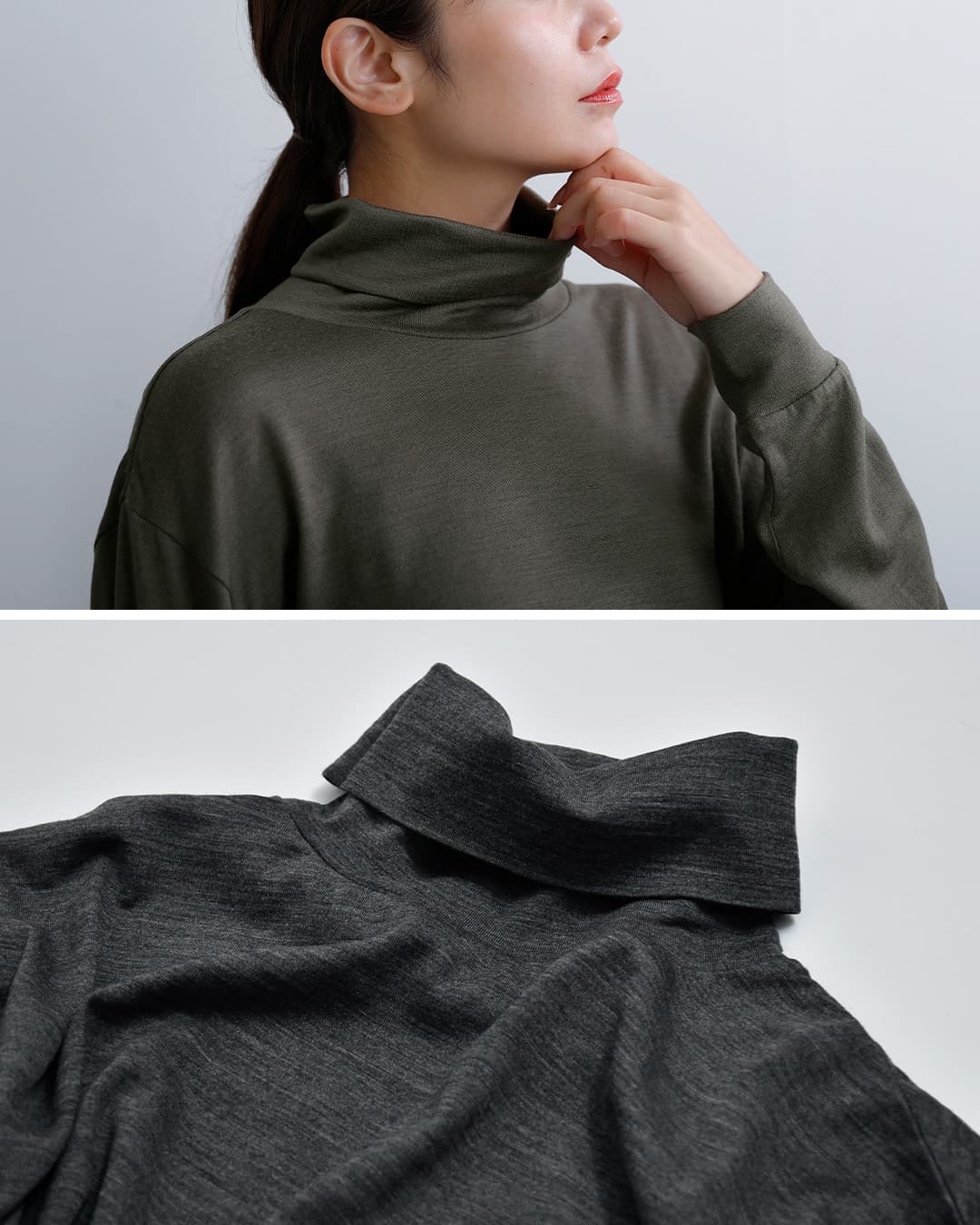 SLOANEウール天竺 タートルネック 長袖 ニット Tシャツ sl8w-t528-same1