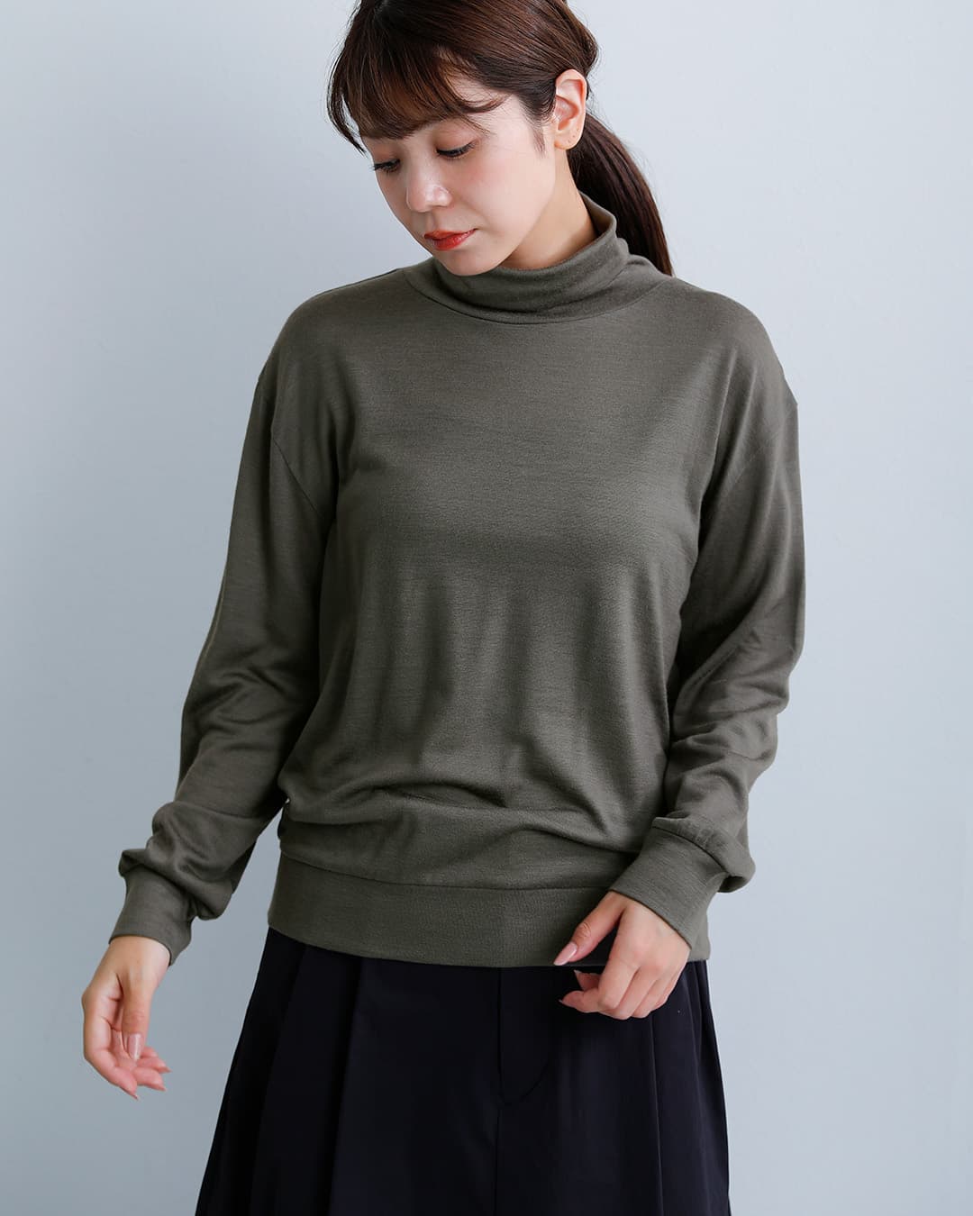 SLOANEウール天竺 タートルネック 長袖 ニット Tシャツ sl8w-t528-same1