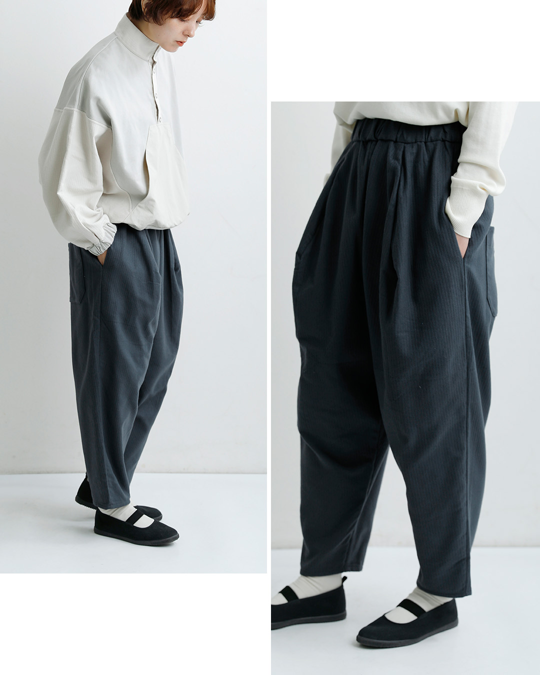 sneeuw起毛 コットンピケ コクーンパンツ snw34-09