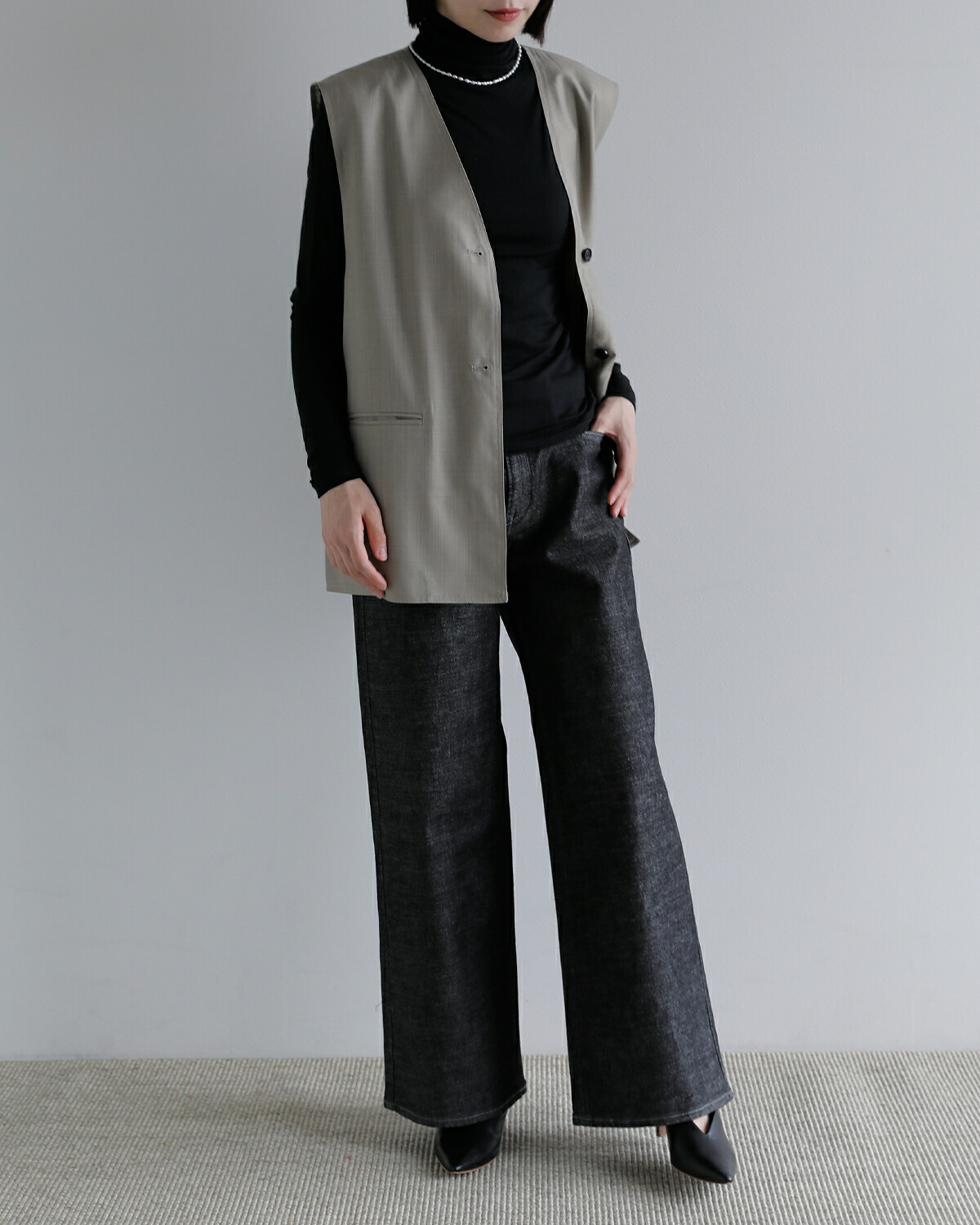 upper hights(アッパーハイツ)ワイド ストレート ストレッチ デニム パンツ THE STELLA AURA stella-aura