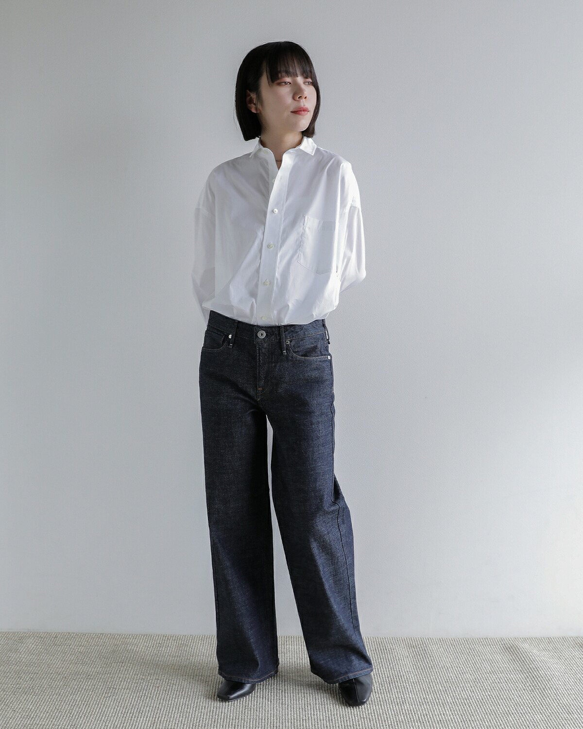 upper hights(アッパーハイツ)ワイド ストレート ストレッチ デニム パンツ THE STELLA AURA stella-aura