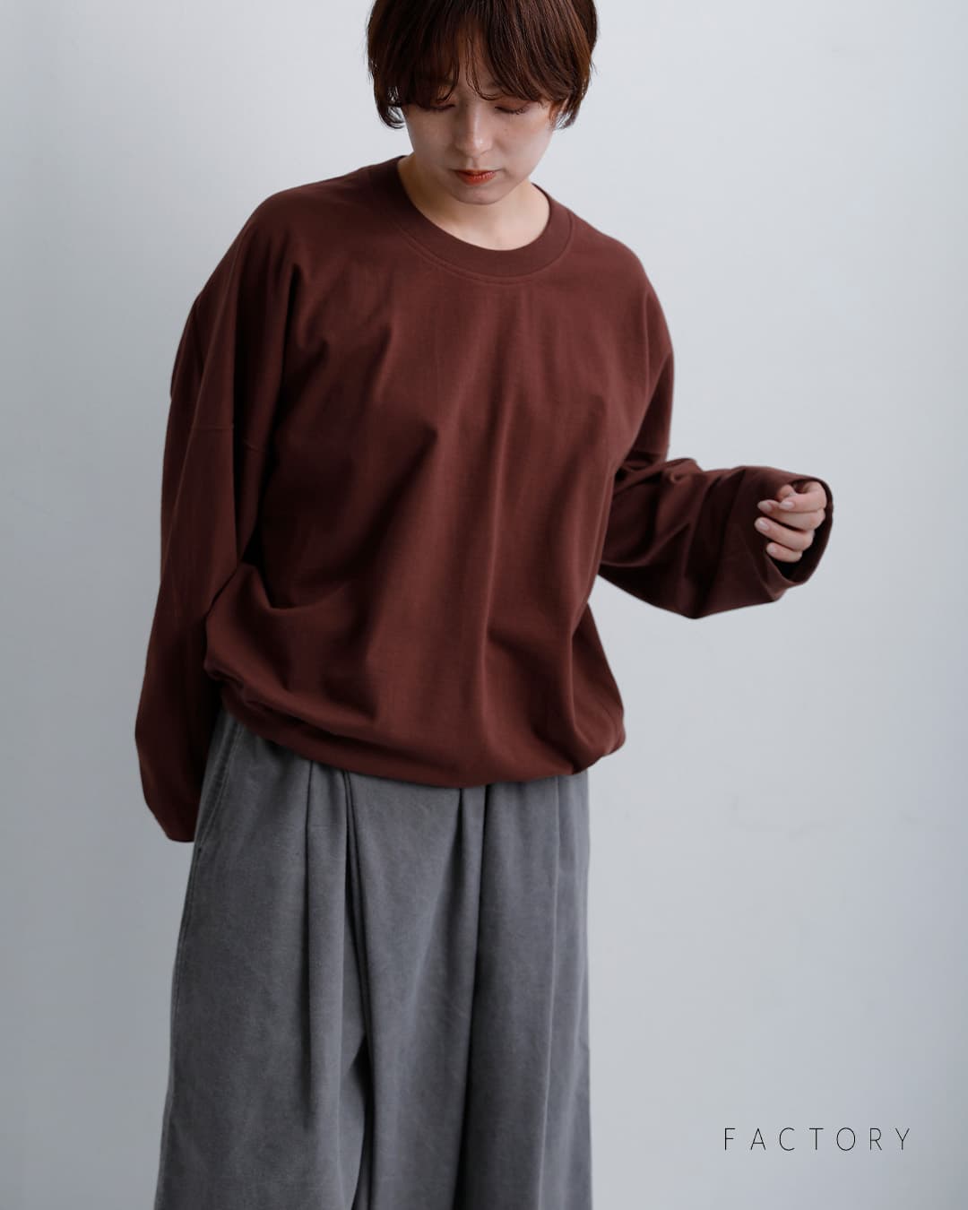 FACTORYコットン サイドリブ トレーナー t-04-same1