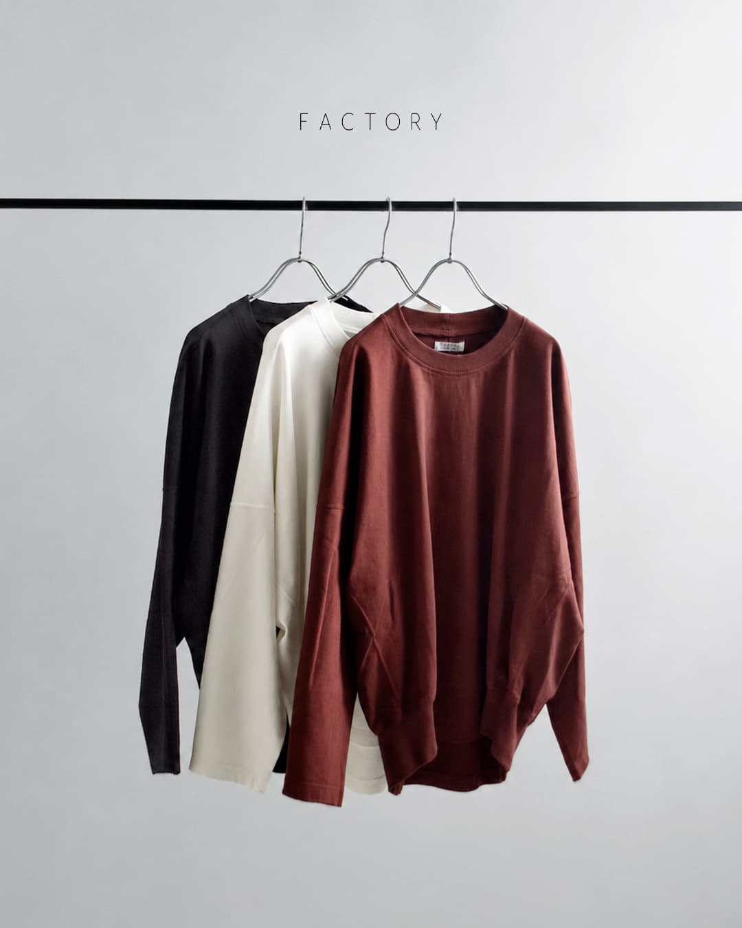 FACTORYコットン サイドリブ トレーナー t-04-same1
