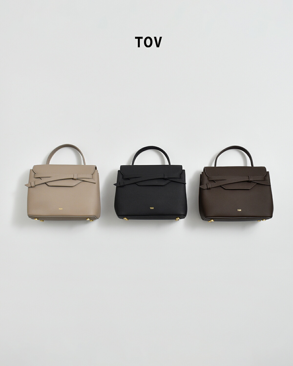 TOV(トーヴ)カウレザー シボ クロスリボン 2way ショルダー ハンドバッグ MIMI MINI t26w01b605