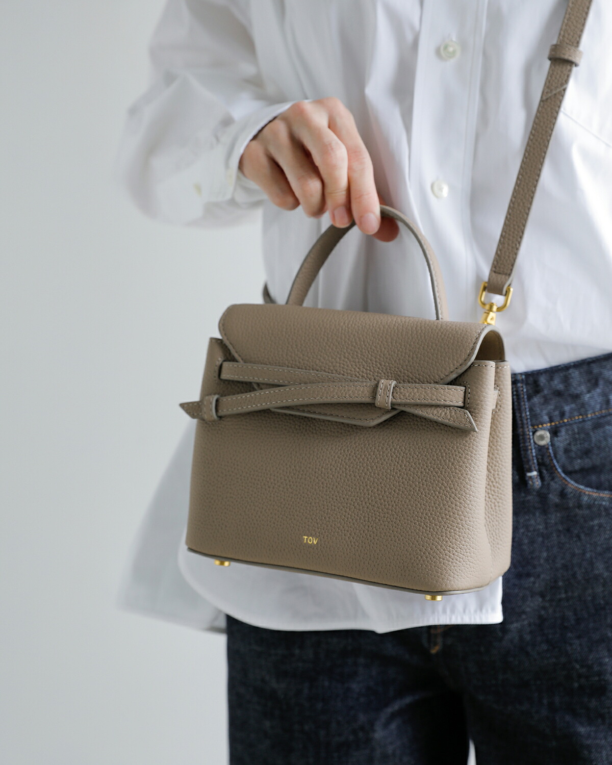 TOV(トーヴ)カウレザー シボ クロスリボン 2way ショルダー ハンドバッグ MIMI MINI t26w01b605