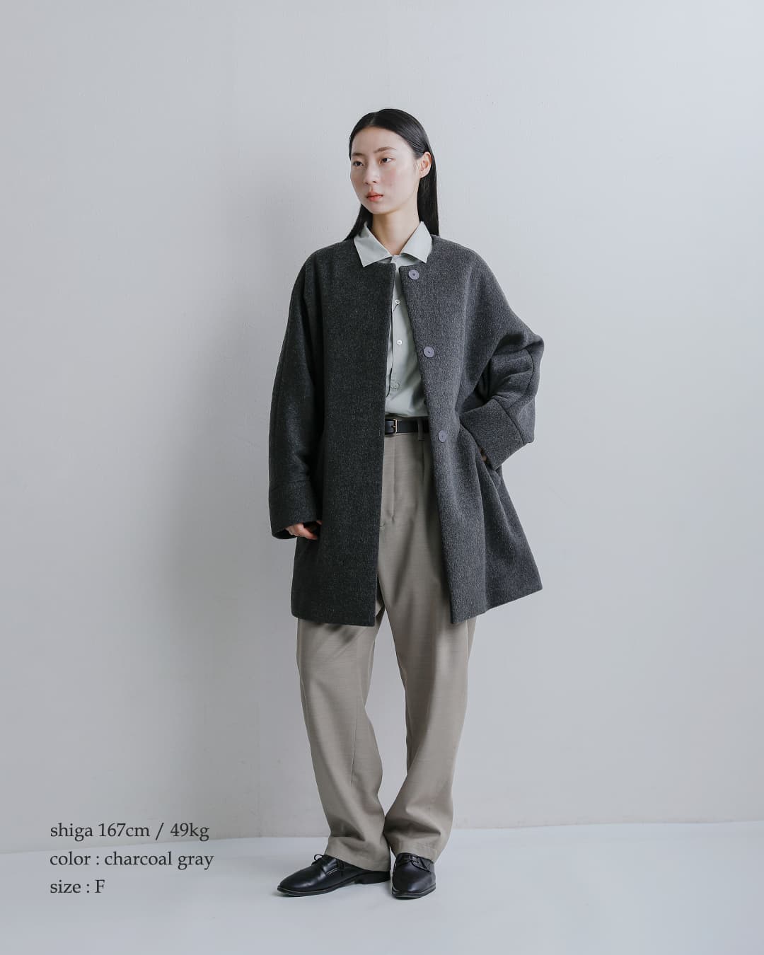 TICCA(ティッカ)ウール ノーカラー テント コート tbfa-204