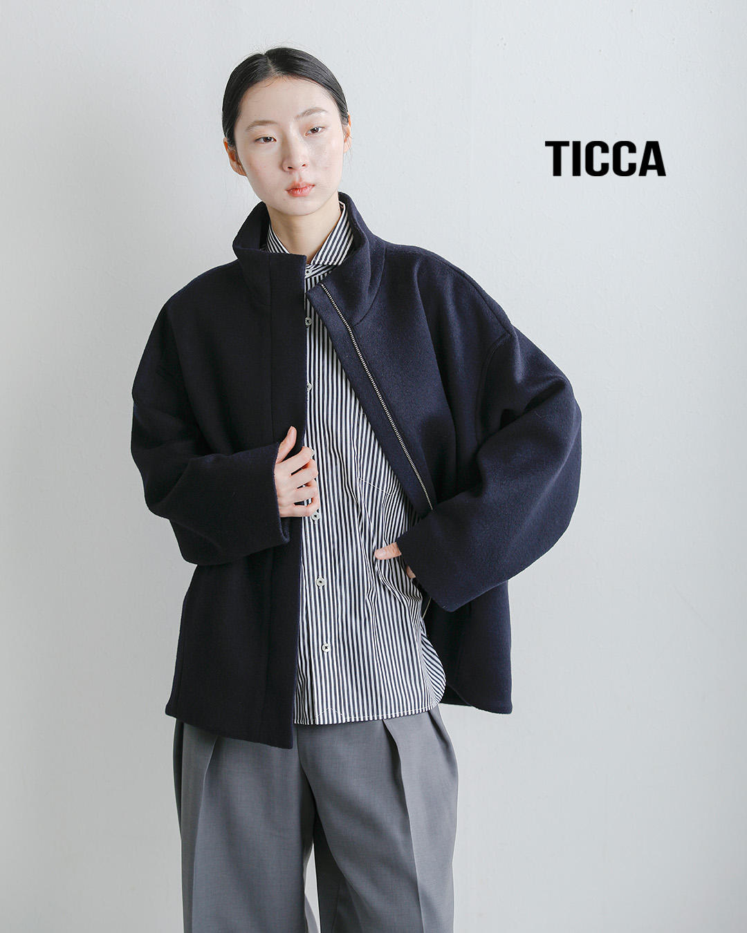 TICCAウール スタンドネック ブルゾン tbfa-206