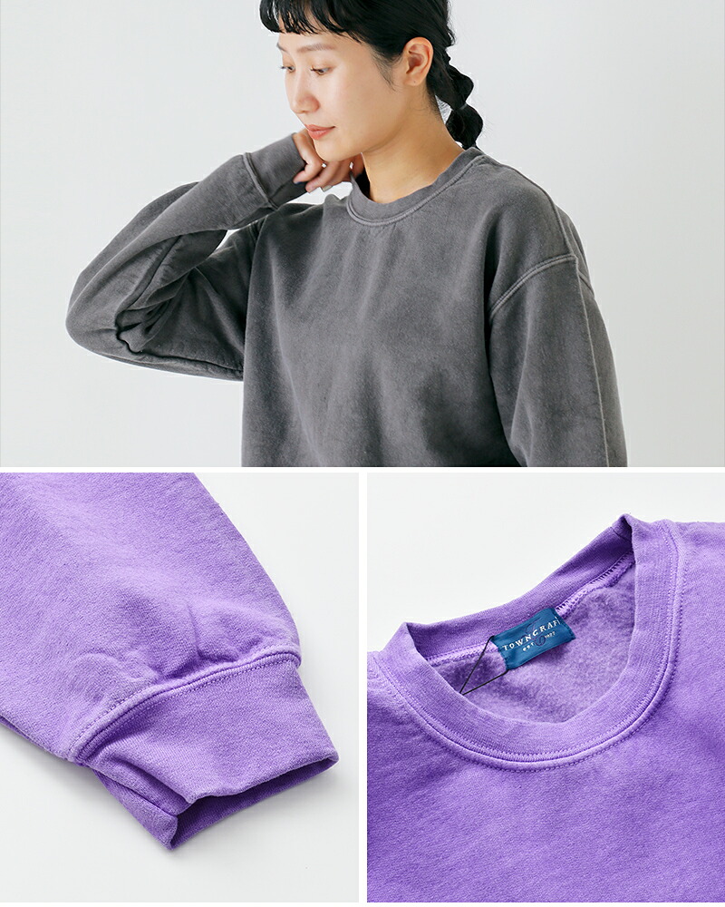 TOWN CRAFT(タウンクラフト)フリース90sピグメントクルーネックスウェットシャツtc25f020