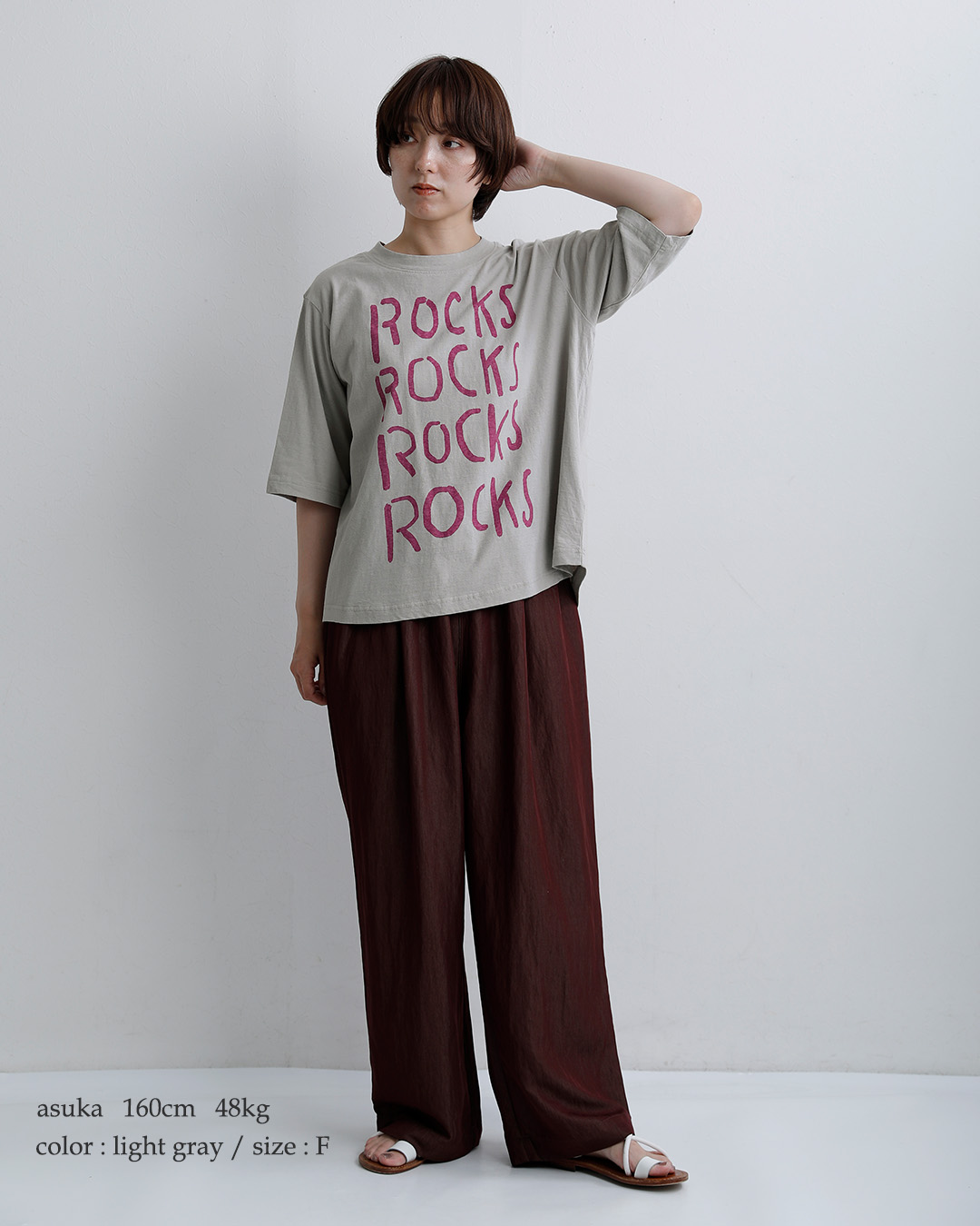 tumuguコットン ラフィ天竺 プリント Tシャツ ROCKS tc26220