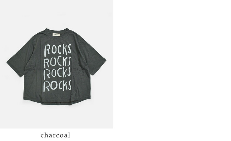 tumuguコットン ラフィ天竺 プリント Tシャツ ROCKS tc26220