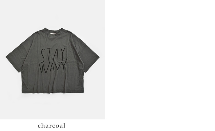tumuguコットン ラフィ天竺 プリント Tシャツ STAY WAVY tc26221