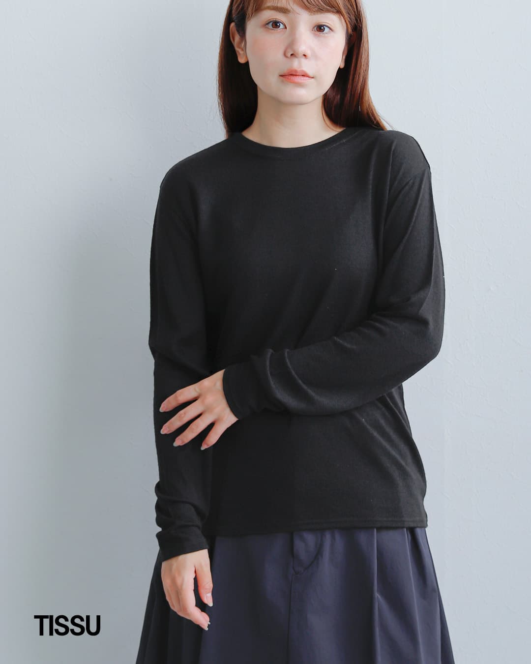 tissu(ティシュ)ウォッシャブル ウール天竺 クルーネック プルオーバー ts233ct092