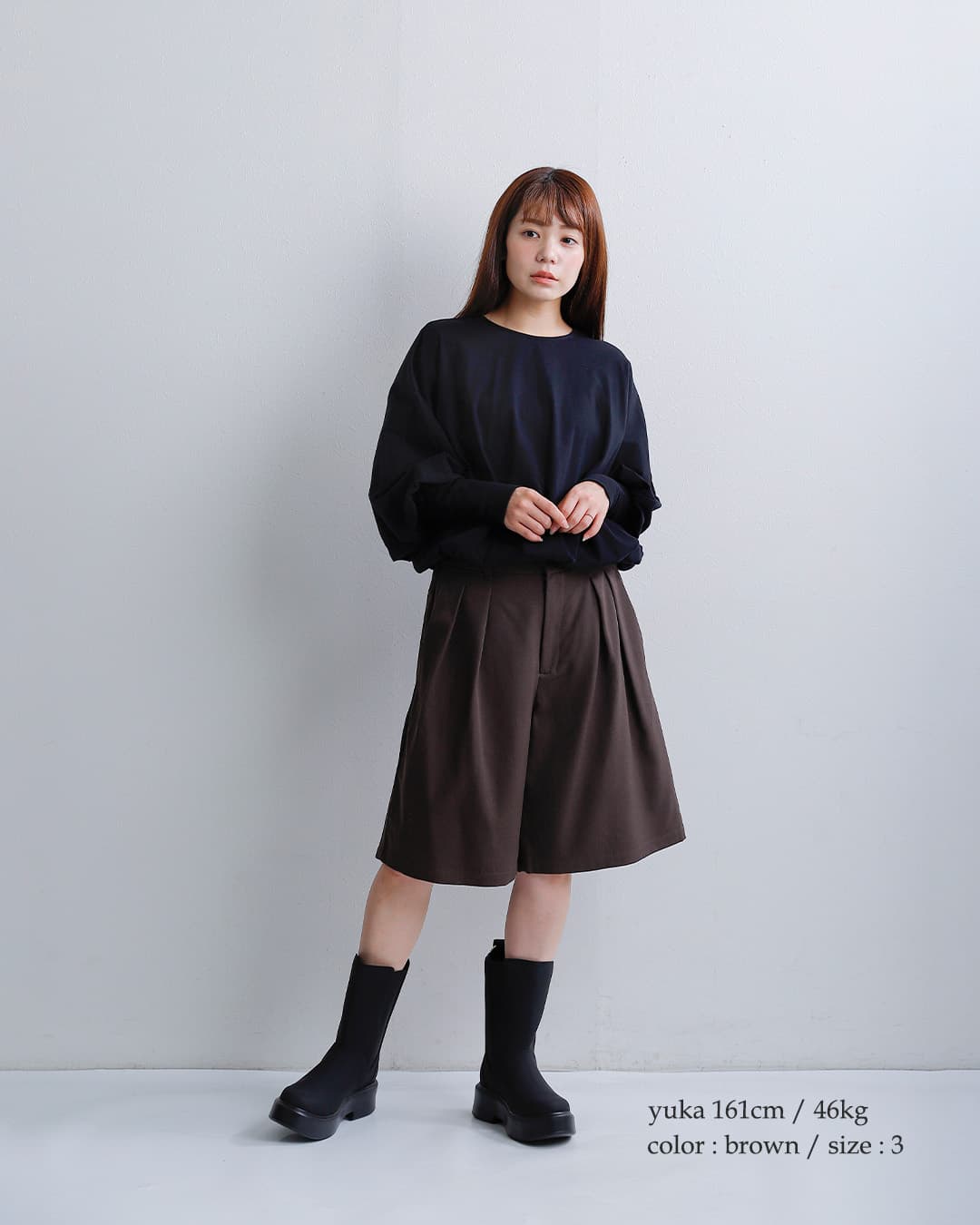 tissuウール ルマーノツイル タック ハーフパンツ
