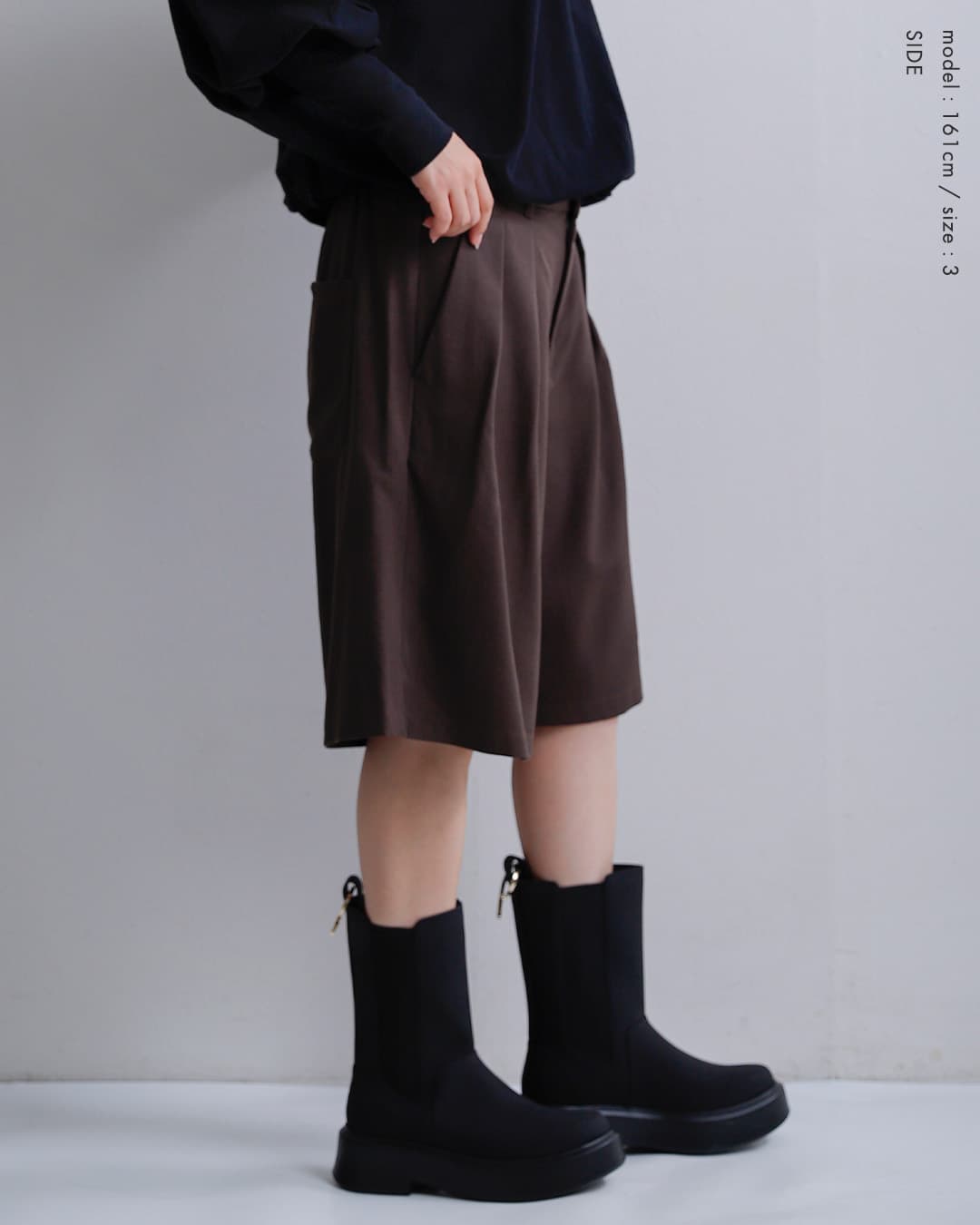 tissuウール ルマーノツイル タック ハーフパンツ