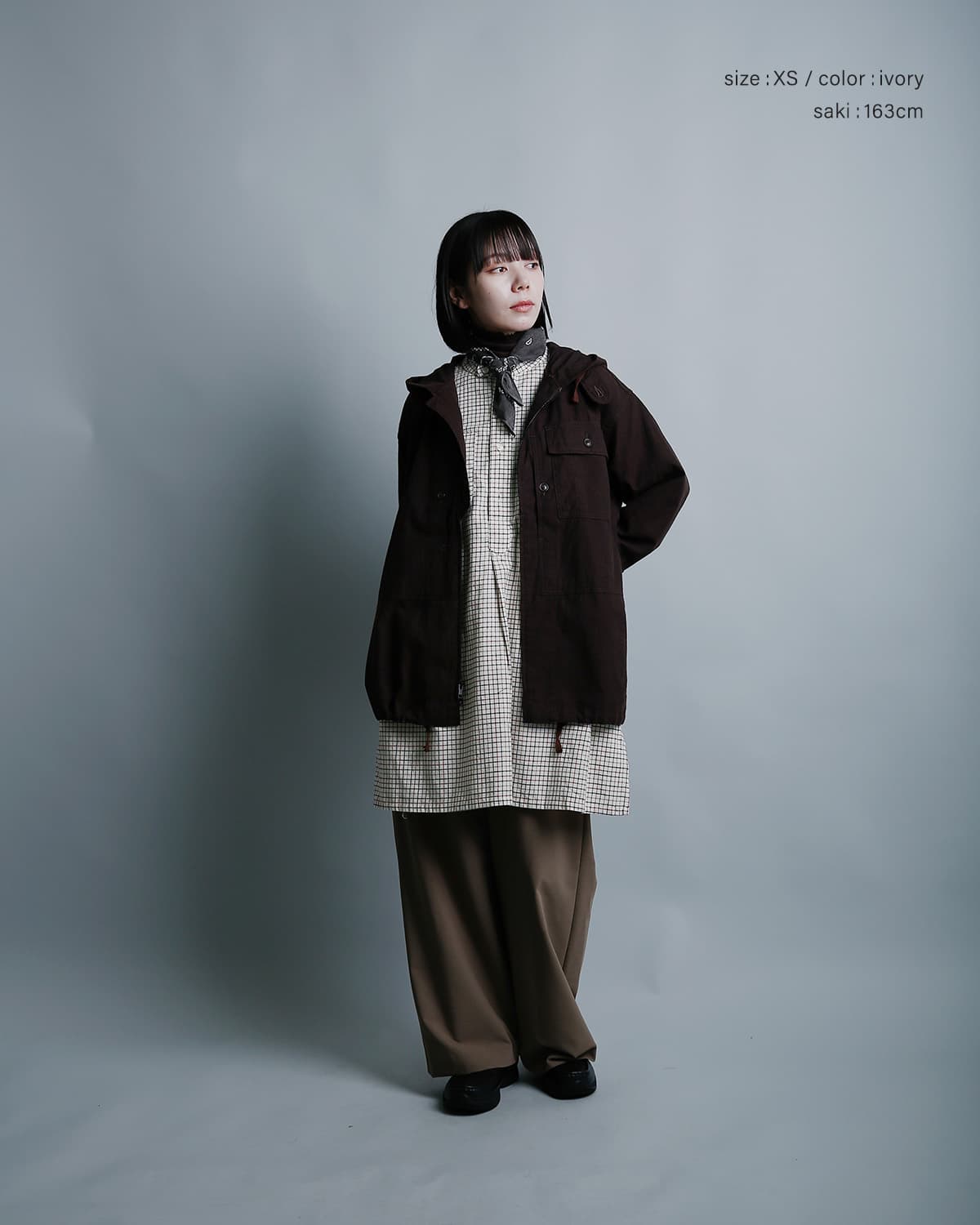 ENGINEERED GARMENTS(エンジニアド ガーメンツ)コットン タッタソール バンドカラー ロングシャツ Banded Collar Long Shirt tx029