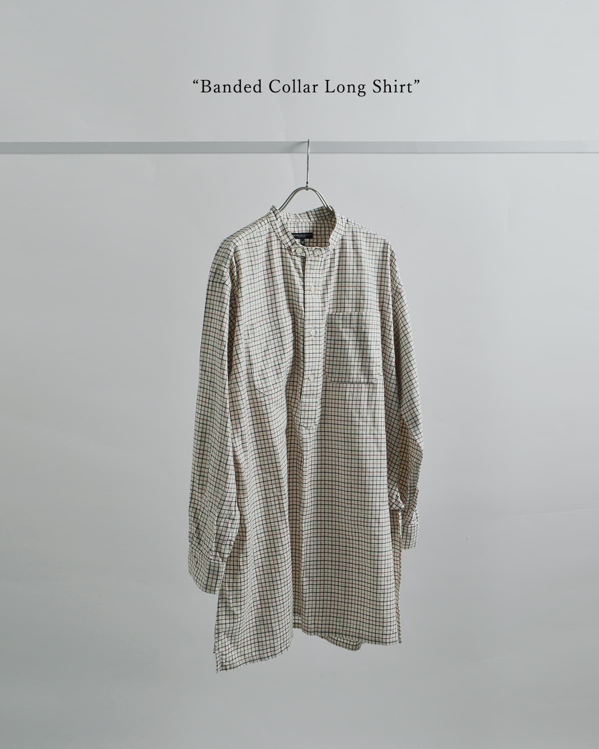 ENGINEERED GARMENTS(エンジニアド ガーメンツ)コットン タッタソール バンドカラー ロングシャツ Banded Collar Long Shirt tx029