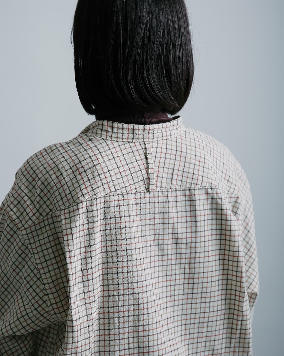 ENGINEERED GARMENTS(エンジニアド ガーメンツ)コットン タッタソール バンドカラー ロングシャツ Banded Collar Long Shirt tx029