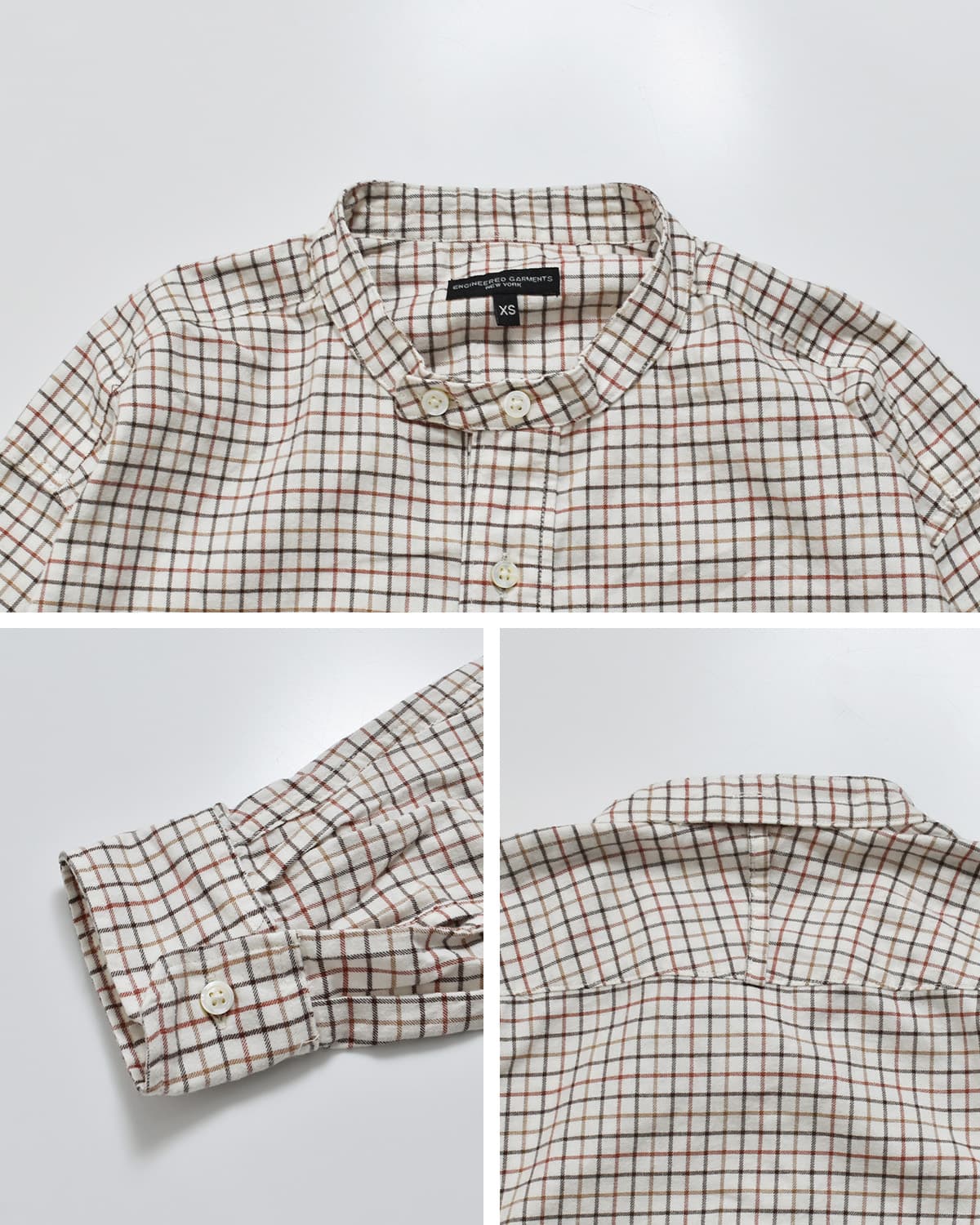 ENGINEERED GARMENTS(エンジニアド ガーメンツ)コットン タッタソール バンドカラー ロングシャツ Banded Collar Long Shirt tx029
