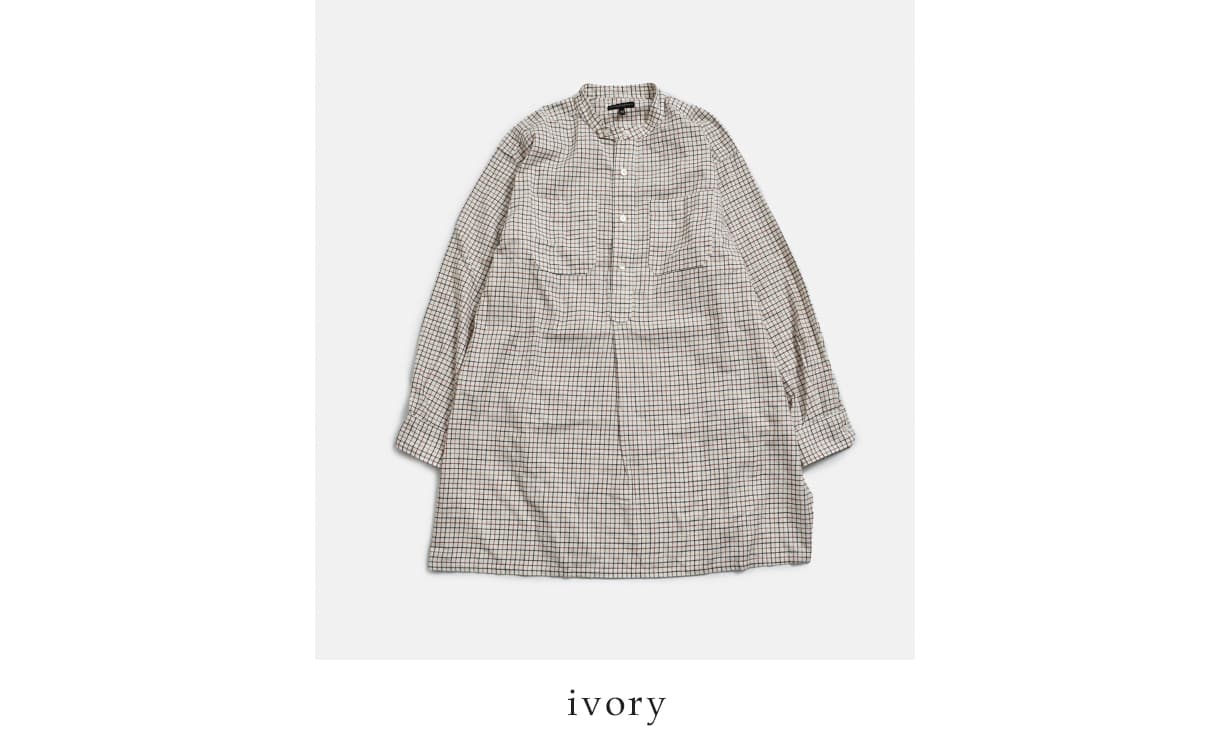ENGINEERED GARMENTS(エンジニアド ガーメンツ)コットン タッタソール バンドカラー ロングシャツ Banded Collar Long Shirt tx029