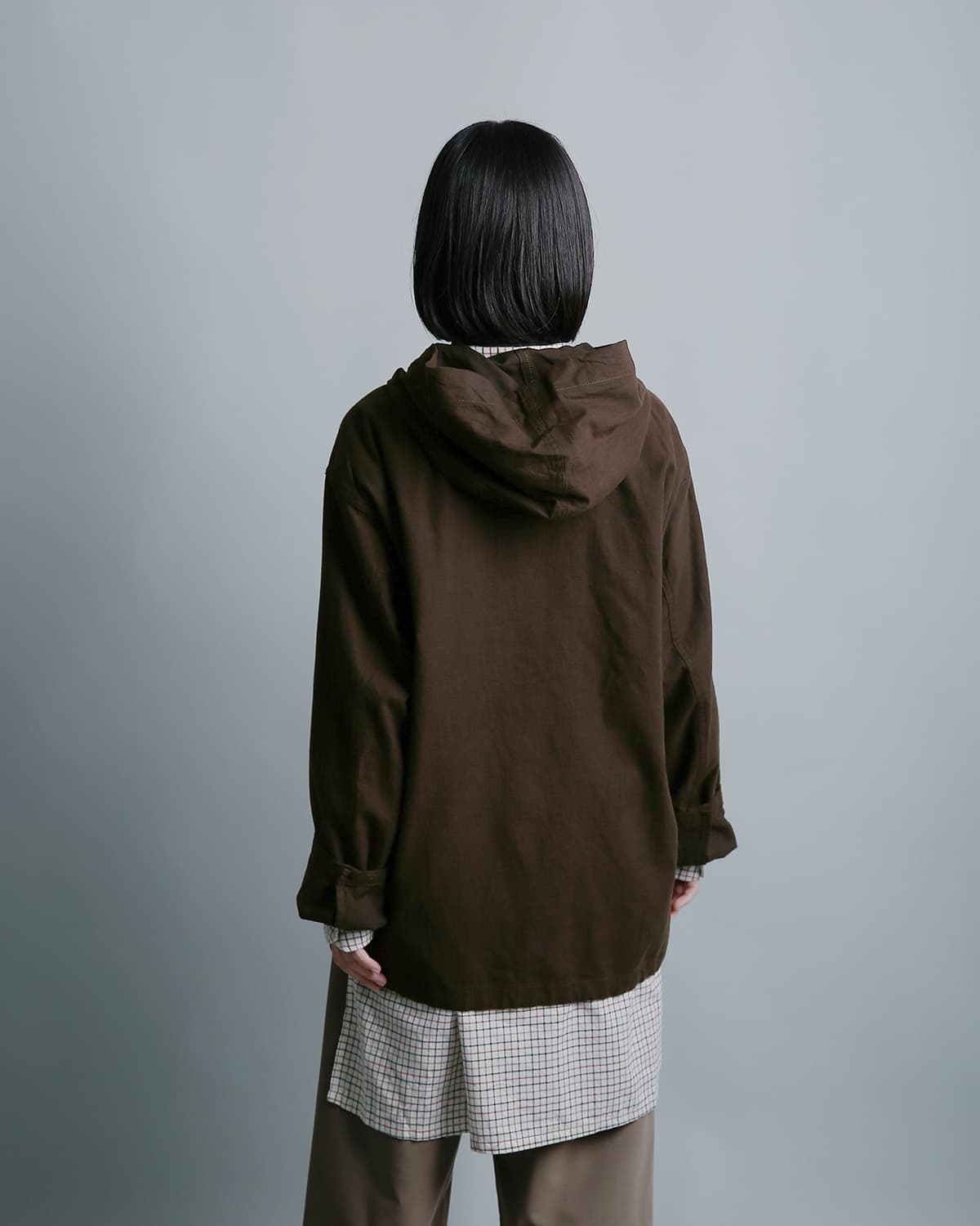 ENGINEERED GARMENTS(エンジニアド ガーメンツ)コットン ブラッシュドツイル フード ジップシャツ Zip Hooded Shirt tx069