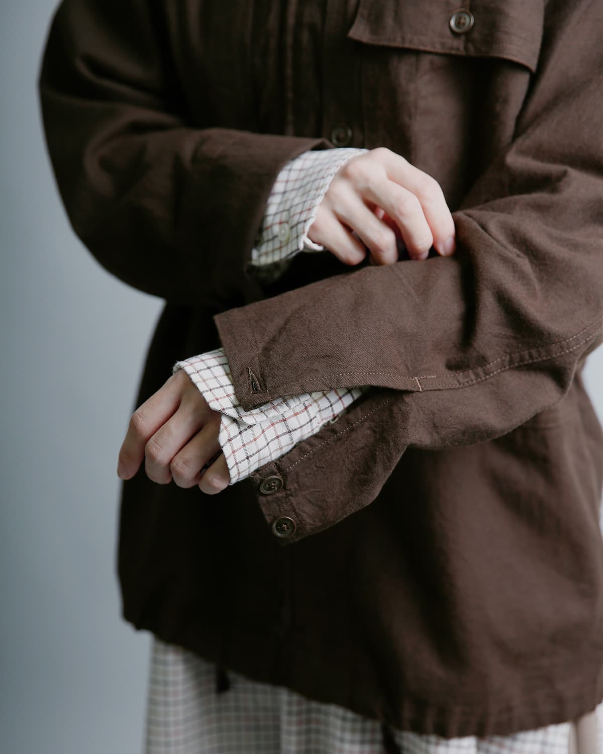 ENGINEERED GARMENTS(エンジニアド ガーメンツ)コットン ブラッシュドツイル フード ジップシャツ Zip Hooded Shirt tx069