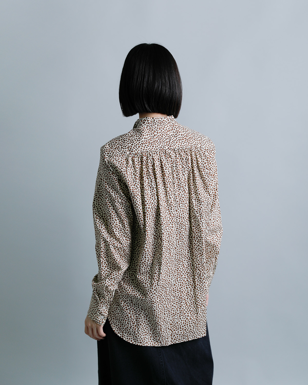 RHODOLIRIONソリッド レオパード リボンタイ ブラウス Ribbon Tie Blouse tx1046