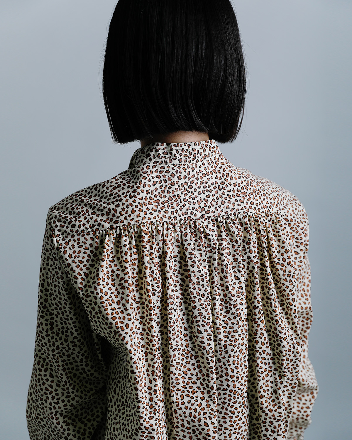 RHODOLIRIONソリッド レオパード リボンタイ ブラウス Ribbon Tie Blouse tx1046
