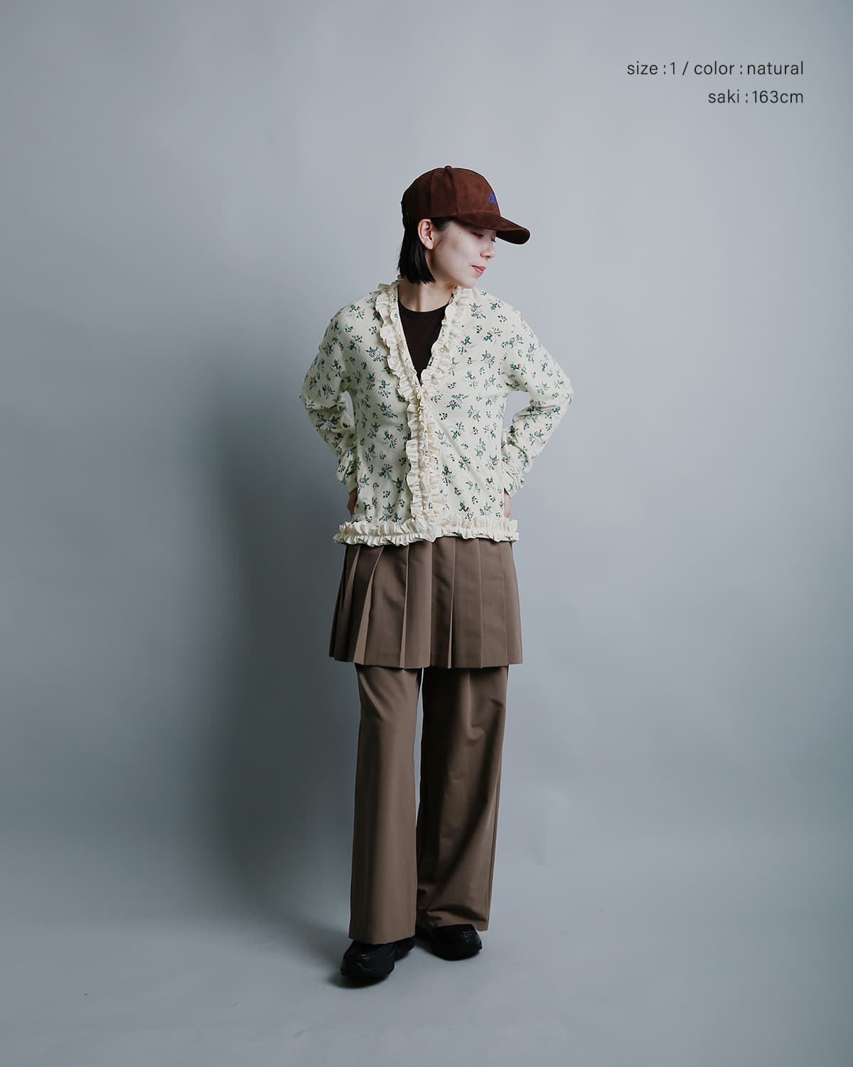 RHODOLIRIONフローラルプリント パイル メロウ カーディガン Mellow Finished Cardigan tx1089