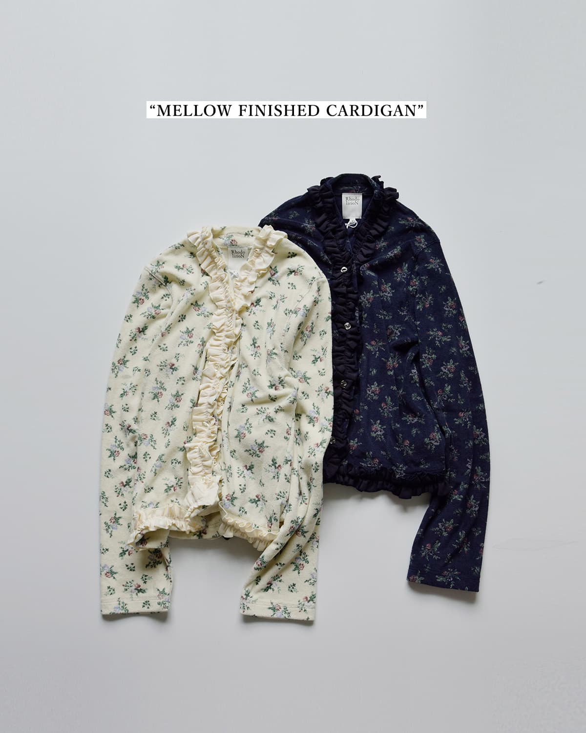RHODOLIRIONフローラルプリント パイル メロウ カーディガン Mellow Finished Cardigan tx1089
