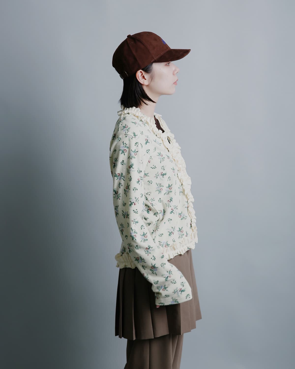 RHODOLIRIONフローラルプリント パイル メロウ カーディガン Mellow Finished Cardigan tx1089
