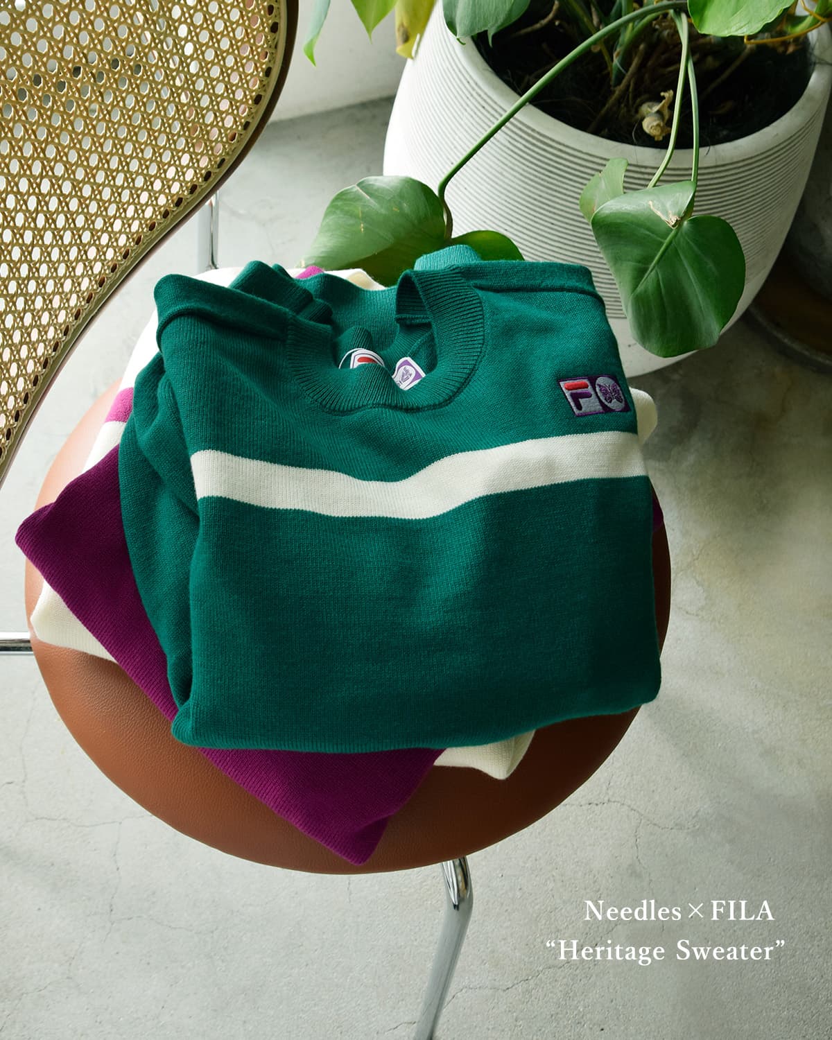 Needles(ニードルス)×FILA(フィラ)ウール ヘリテージ セーター Heritage Sweater ty536