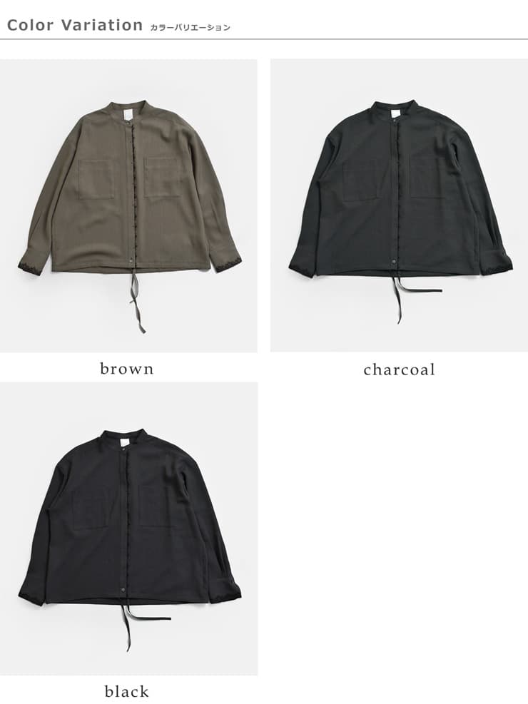 U PHORICAレース切替 スタンドカラー オーバーサイズシャツ u24-13402-63